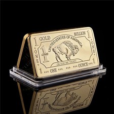 1 OZ - Gold Buffalo Bullion Bar . 999 Fine 24k