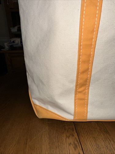 Bolso de Mano Vintage LL Bean Boat Grande XL Bolso Lona Amarillo Borde Asas Cortas - Imagen 4 de 12