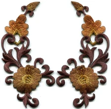 Brown Gold Fabric Applique Patch Set for Jeans Hats Bags Jackets 2x4.5 Inches