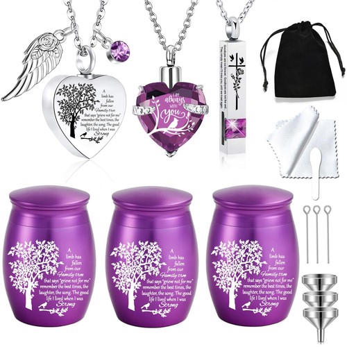 Cremation Urn Necklace for Ashes Set of 6- Small Cremation Urns for Human/Pet...