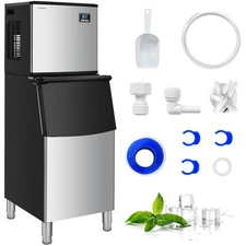 Costway Freestanding Ice Machine 353LBS/24H Ice Machine w/ 198 LBS Storage Bin