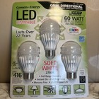 Feit Electric 60 Watt Replacement LED Dimmable Bulbs Omni Directional 3 Pack NEW