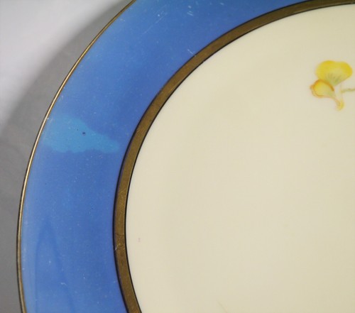 Old Noritake art deco cake plate flower crest blue luster 1921-1941 vintage - Picture 6 of 10