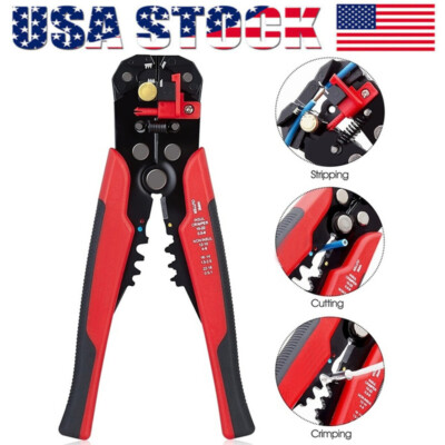 Self-Adjusting Insulation Wire Stripper cutter crimper Terminal Tool Pliers 8''