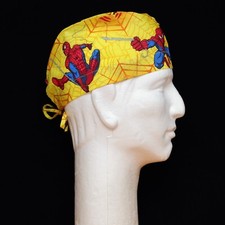 Spiderman in Action on Yellow theme Scrub Hat