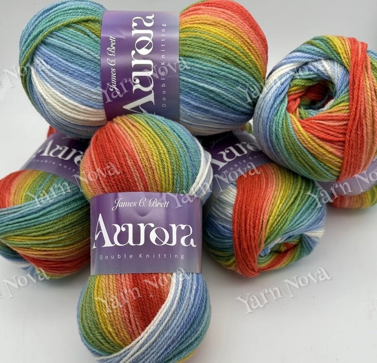 James C Brett Aurora Double Knitting Crochet Yarn Wool - 5x100g Balls - AU09 -