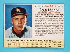 1963 Post Dean Chance Los Angeles Angels #32 Hand Cut ⚾