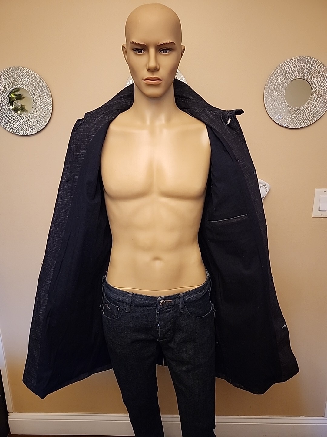 Men ZARA Long Denim Jacket SIZE M (RARE)  NWOT image 9