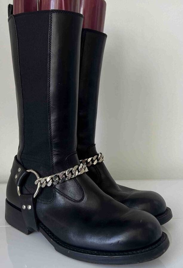 Dolce & Gabbana  leather motorcycle boots. Dolce & Gabbana buckle-strap Biker Boots | Black | FARFETCH main image 4