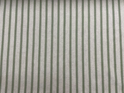 Cojín de tapicería artesanal para cortina verde savia tela a rayas de lino - Imagen 3 de 6