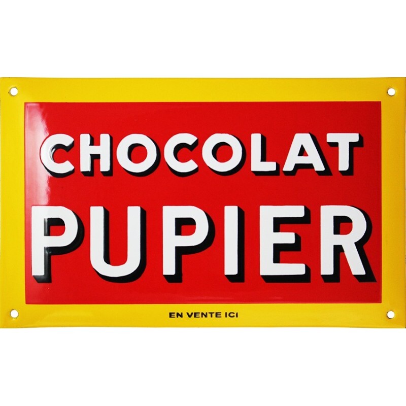Chocolat Pupier plaque émaillée rétro pour décorer votre cuisine style bistrot