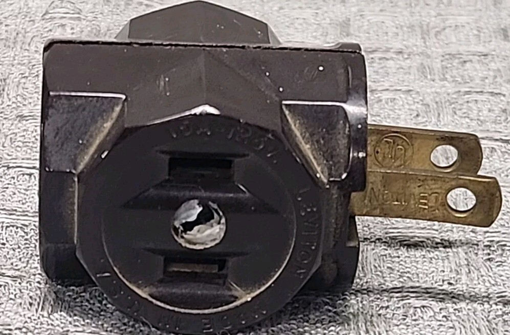 Vintage Leviton 2 Prong Electric 3 Way Adapter Brown 10A 250v~15A -125v