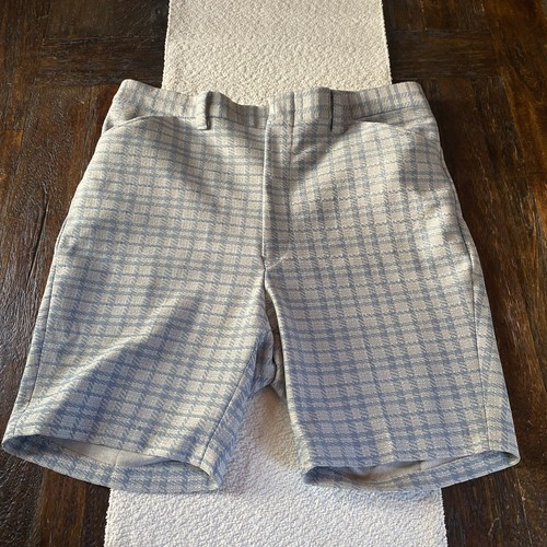 Mens Vintage Sears Permaprest Polyester Shorts Blue Plaid - Picture 2 of 16