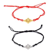Witch Knot Charm Red Cord Bracelet  Steel Witch Knot