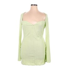 ASOS Design Ribbed Knit Long Sleeve Sweetheart Neck Green Mini Dress Size 14 NWT