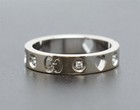 GUCCI 18K White Gold 1/10ctw Diamond Icon Heart Cutout Diamond Ring Band w/box — photo 7