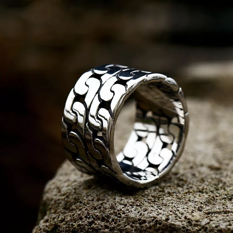 Bottega Veneta Silver Curb Chain Ring