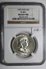 1959 DDR FS-801 Franklin Half Dollar NGC MS64 FBL #010
