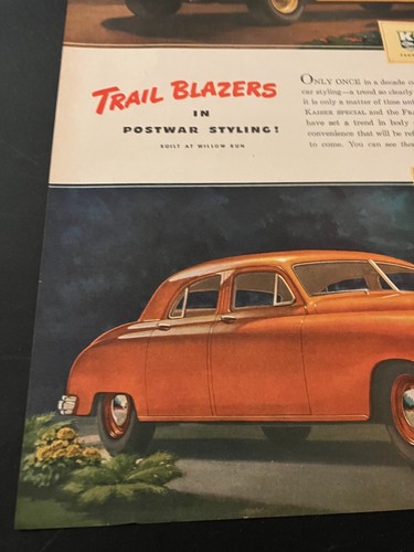 1947 Kaiser-Frazer Models - Vintage Original Illustrated Color Print Ad Wall Art - Picture 4 of 5