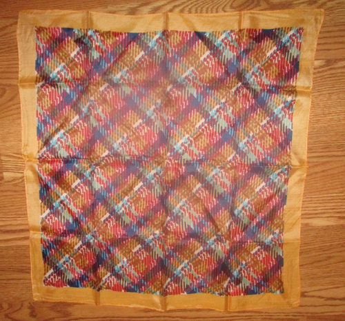 Vintage~Multi-Colored Ladies Scarf~Silky~1960's-1970's~22.5" x 23.0" - Picture 2 of 11