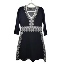 Nine West Black And White 3/4 Sleeve Sweater Dress Size Medium