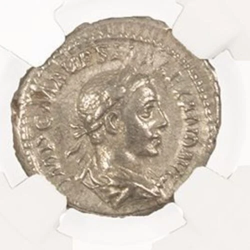 NGC VF Denario Severo Alejandro AD222-235 NGC Antiguo Certificado Romano T11 Foto 2 de 3