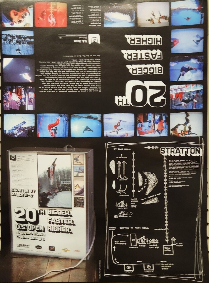 BURTON snowboard 2002 20th US OPEN promo poster Flawless New Old Stock Rare