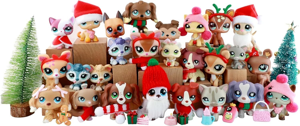 Pet Shop LPS Xmas Toy Set 26pcs, Rare lps with Christmas Accessories Kids  Gift