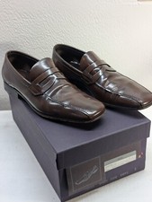 Prada Men's Dress Shoes Square Toe Penny Loafer Brown Leather Sz 7
