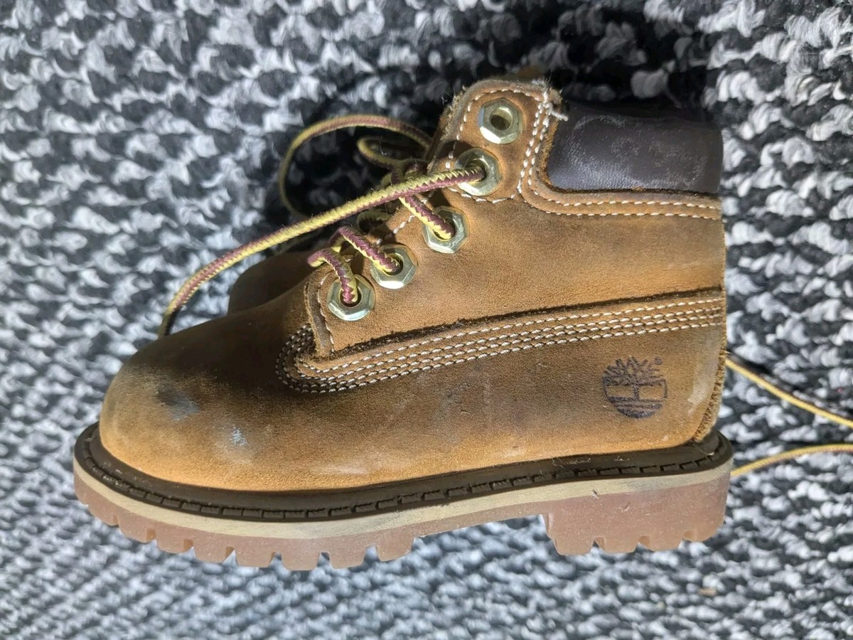 Boys Timberland Tan Work-Style Leather Lace-Up Boots Timberland Boys Outside Work Boots Tan Toddler Size 4.5  main image 3