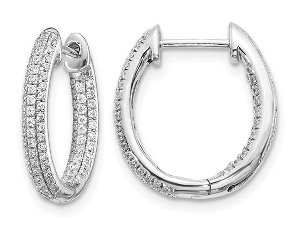 3 5 Carat ctw Diamond in Out Hoop Earrings 10K White Gold eBay