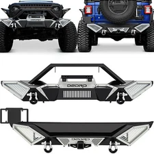 OEDRO Front /Rear Bumper for 2018-2025 Jeep Wrangler JL JLU w/Winch Plate&D-Ring