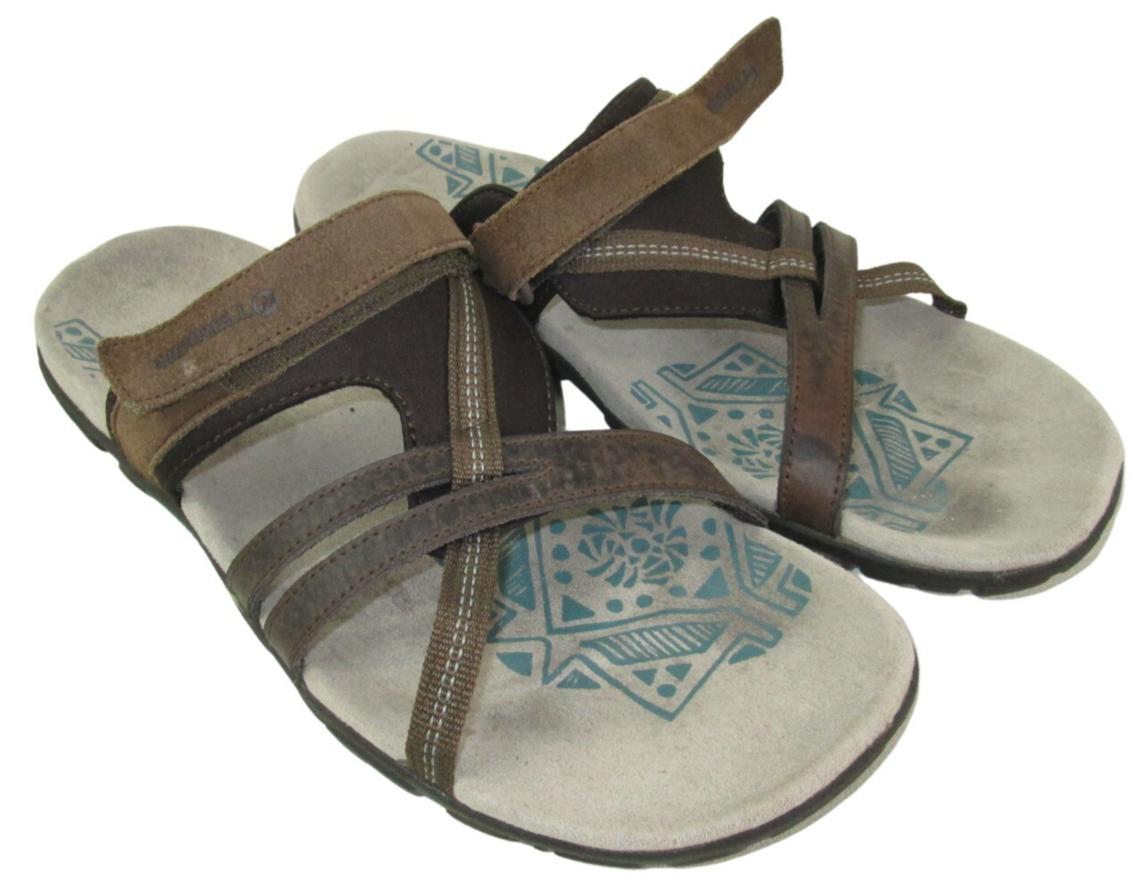 Merrell sandalo donna taglia 11 punta aperta slide pelle marrone terra scuro J211063C