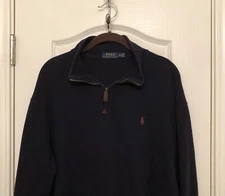 Polo Ralph Lauren Men’s XL Navy 1/4 Zip Pullover Red Pony Heavy Sweater Shirt