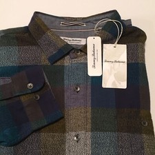 Tommy Bahama Blue Green Plaid Beach Flannel Shirt Size Small NWT 138