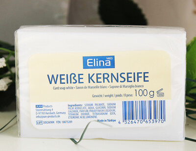 100g Elina Haushaltsseife weiße Kernseife Waschseife Seife Curd Soap white