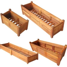 Garden Raised Bed Acacia Wood Yard Flower Planter Herbs Vegetable Growing Box US