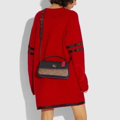 NWT Coach 4547 Collection X Champion Turnlock Clutch In Signature