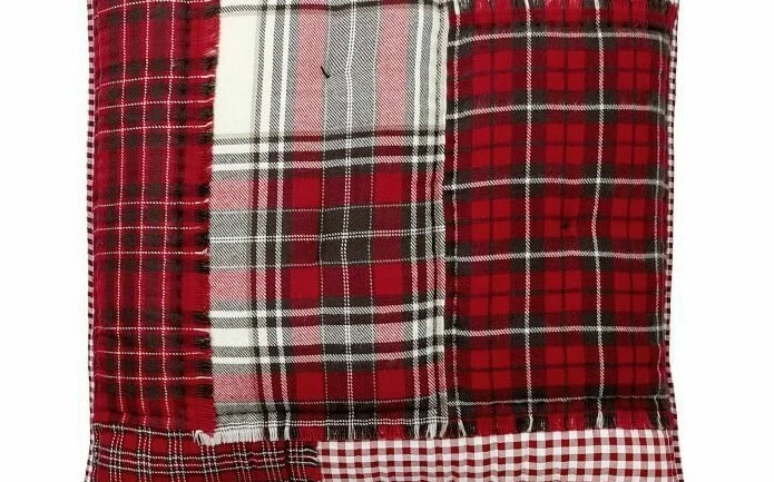 Pottery Barn клетчатая подушка SHAM праздник нашивка Рождественский домик имбирь красный белый - Изображение 3 из 4