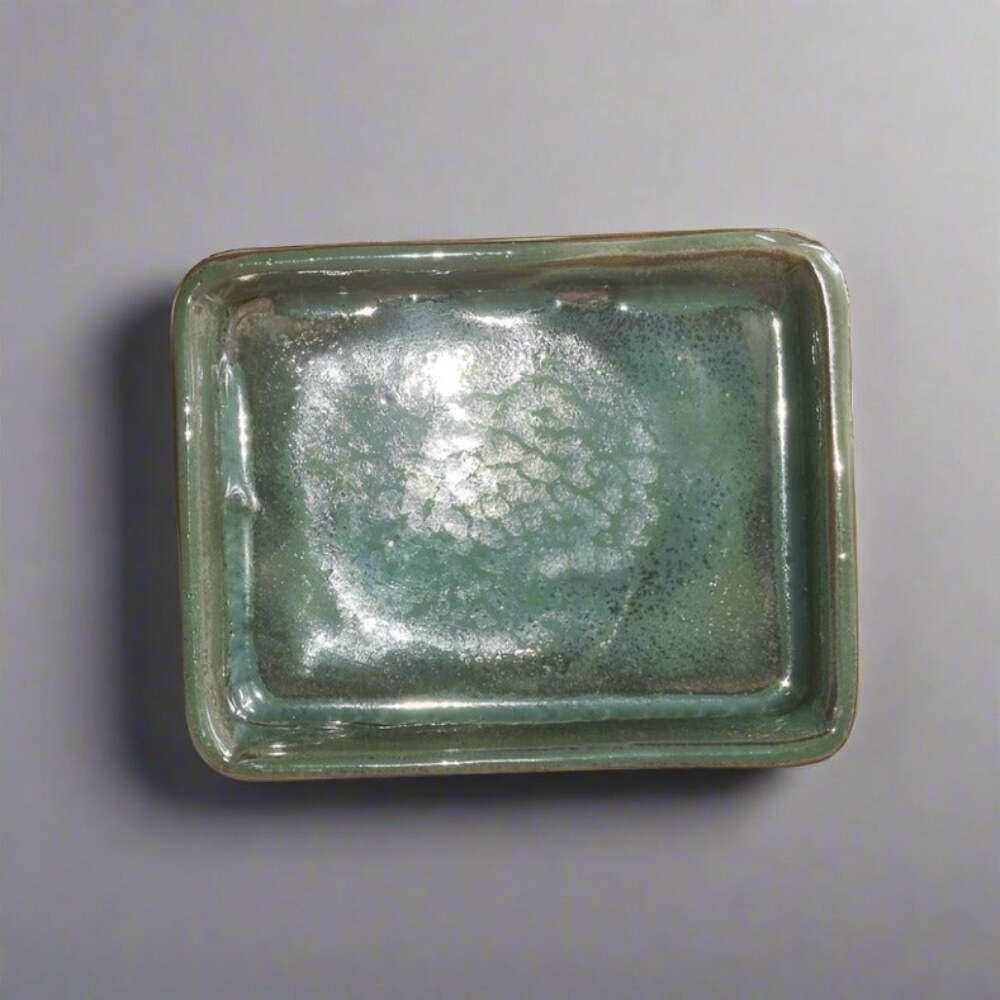 12cm Glazed Drip Tray | Rectangle | Green