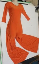 Orange 3/4 Sleeve Palazzo Leg Jumpsuit Praise Dance Liturgical Spandex Ad/Ch