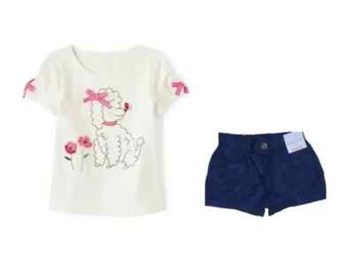 NWT Gymboree Girls Denim Jean Shorts Playful Poppies Puppy Dog Tee 4T ...
