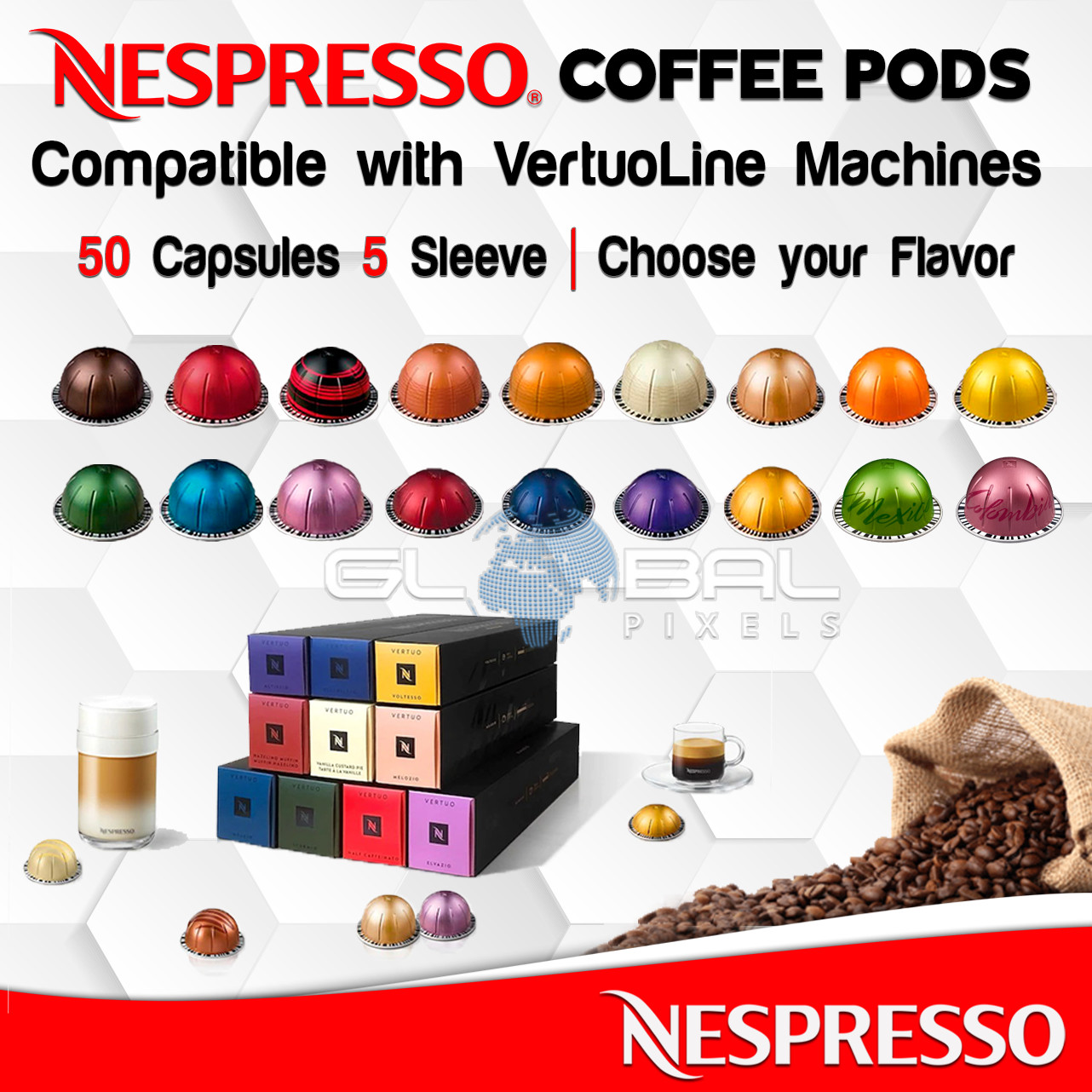 NESPRESSO Café 50 Cápsulas VERTUOLINE Todos los Sabores 5 Mangas O Variedad Paquete Lote ☕
