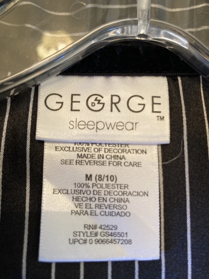 Conjunto de ropa de dormir satinada George-negro/blanco prendedor a rayas talla M (8/10) Foto 2 de 4
