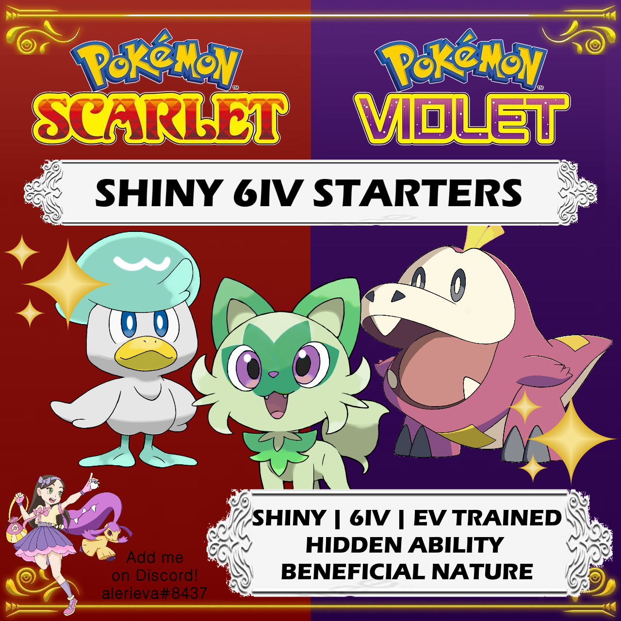 Pokemon Scarlet/Violet: The Starters Poster *Shiny by Catty