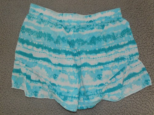 Wonder Nation Girls XXL 18 Sleep Shorts Tie Dye Aqua White Elastic Drawstring - Picture 6 of 6