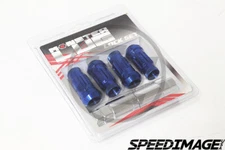 MONSTER STEEL 4 PCS LOCK LUGS SET BLUE 48MM 14X1.5 M14X1.5 OPEN ENDED MUTEKI