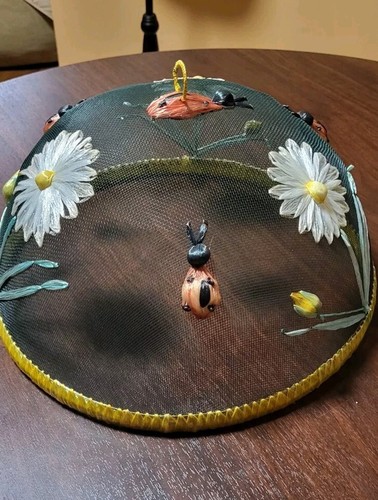 14" Fly & Incect AwayFood Cover Dome Mesh Screen with Flower & Lady Bug Design