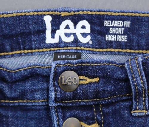 Pantalones cortos de jean para mujer Lee Heritage calce relajado con botones de altura talla 12M - Imagen 3 de 7