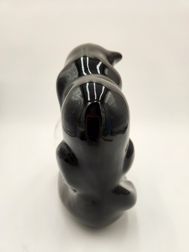 Vintage Royal Haeger Ceramic Black Cat Gazing Into Fish Bowl 7.5" Art Deco - Picture 4 of 14
